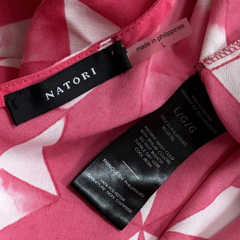 Natori Sumi Pattern Hot Pink Midi Slip Nightgown Leisure Feminine Dainty L - Picture 9 of 11